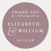 Mauve Minimalistisch Monogram Wedding Danke