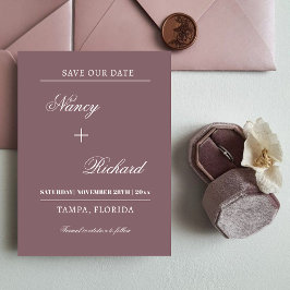 Mauve Minimalistisch Save the Date Card