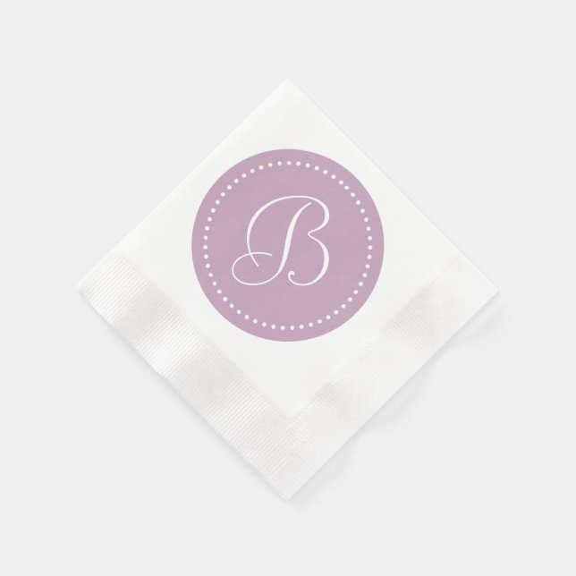 Mauve Mist/White Dot Monogramm Serviette (Ecke)