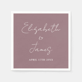 Mauve Modern Minimalistische Script Wedding Serviette