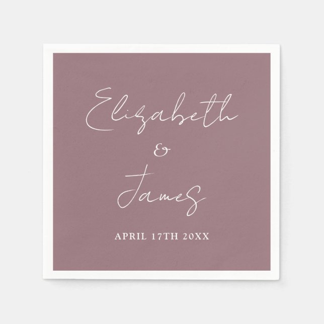 Mauve Modern Minimalistische Script Wedding Serviette (Vorderseite)