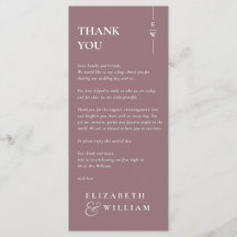 Mauve Modern Monogram Wedding Danke Platzkarte