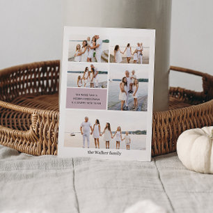 Mauve Modern Neutral 5 Foto Elegant Feiertagskarte