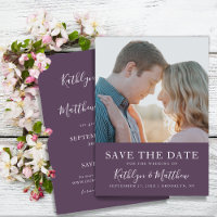 Mauve Modern Typografy Simple Foto Wedding