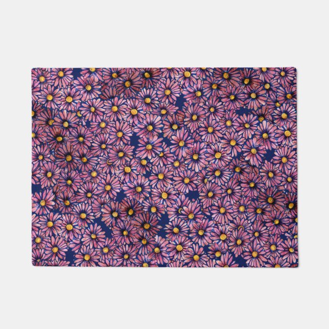 Mauve Moody Daisies Fußmatte (Vorderseite)