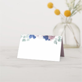 Mauve Navy Blue Floral Elegante Romantische Hochze Platzkarte