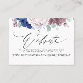 Mauve Navy Blue Floral Wedding Website Card Visitenkarte