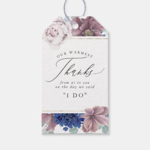 Mauve Navy Blue Flowers Elegant Vielen Dank Geschenkanhänger