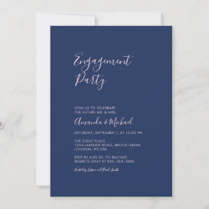 Mauve & Navy Einfache minimale Verlobungsfeier Einladung