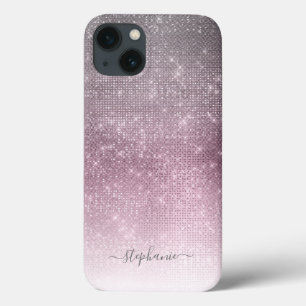 Mauve Ombre Sparkle Glitzer Girly Glam Monogram Case-Mate iPhone Hülle