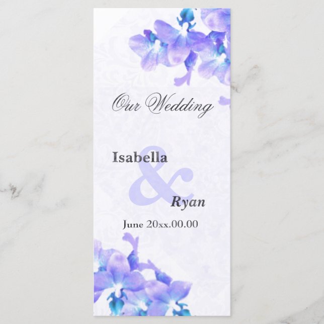 Mauve Orchids Wedding Program Rack Card Programm (Vorderseite)