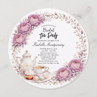 Mauve Palette Tea Party Bridal Shower Einladung