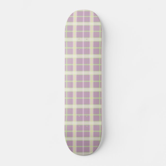 Mauve & Pastelle Kariert Skateboard (Vorderseite)