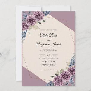 Mauve Periwinkle Dahlie Hochzeit Einladung