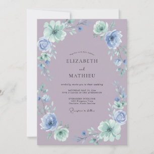 Mauve Periwinkle Pfingstrosen-Hochzeit Einladung