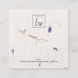 MAUVE PETAL HANDMADE PAPIER STUD EARRING DISPLAY QUADRATISCHE VISITENKARTE