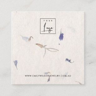 MAUVE PETAL HANDMADE PAPIER STUD EARRING DISPLAY QUADRATISCHE VISITENKARTE