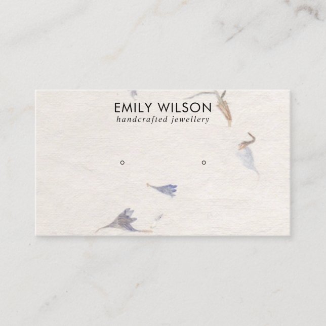 MAUVE PETAL HANDMADE PAPIER STUD EARRING DISPLAY VISITENKARTE (Vorderseite)