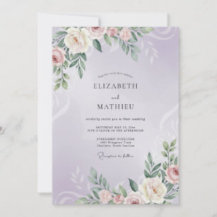 Mauve Pfingstrosen-Hochzeit Einladung