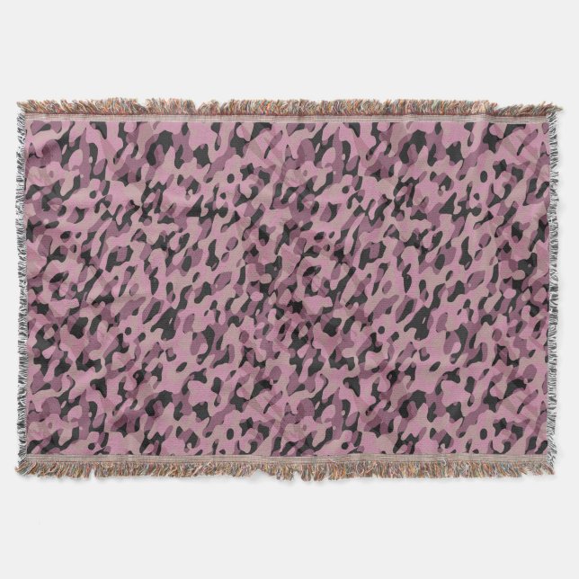 Mauve pink and Charcoal Camo abstract Decke (Vorderseite)