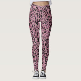 Mauve pink and Charcoal Camo abstract Leggings