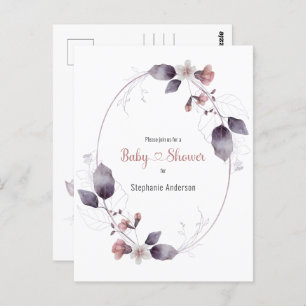 Mauve Pink Blumendusche Botanische Babydusche Einl Postkarte