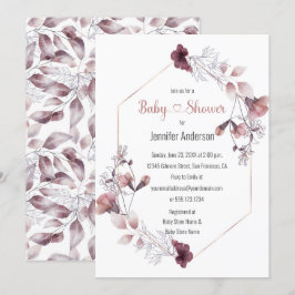 Mauve Pink Botanical Baby Dusche Einladung