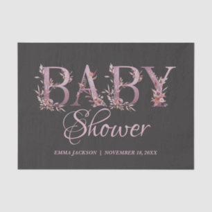 Mauve Pink Elegant Floral Chic Girl's Baby Shower Seidenpapier