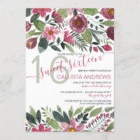 Mauve Pink Forest Watercolor Blumenleaf Sweet 16