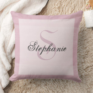 Mauve Pink Modern Unique Typografy Monogram Name Kissen