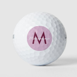 Mauve Pink Name und Modernes Monogramm Golfball