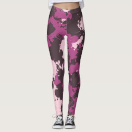 Mauve Pink Paint Spritzer Camouflage Leggings
