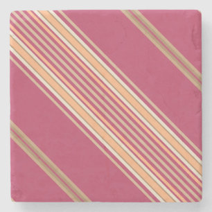 Mauve Pink und Ecru, Stripes Square Untersetzer
