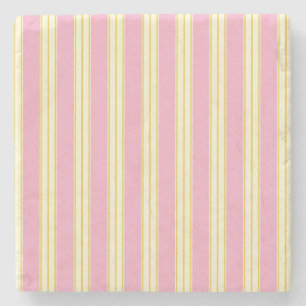 Mauve Pink und Ecru, Stripes Square Untersetzer
