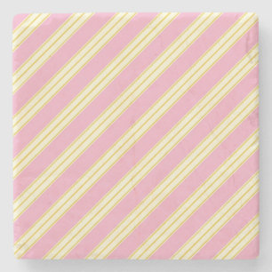 Mauve Pink und Ecru, Stripes Square Untersetzer