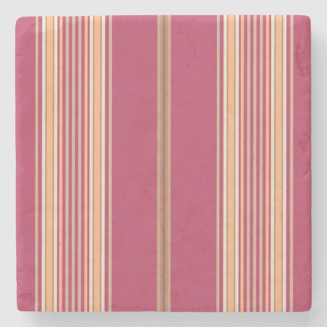 Mauve Pink und Ecru, Stripes Square Untersetzer (Vorderseite)