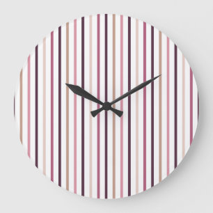 Mauve-Pink und Pflaume Vertikalstreifen Ästhetik Große Wanduhr