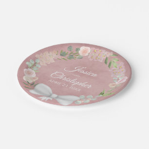 Mauve Pink Watercolor Blumenzeremonie Pappteller