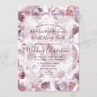 Mauve Pink Watercolor Blumenzettel Einladung