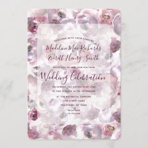Mauve Pink Watercolor Blumenzettel Einladung
