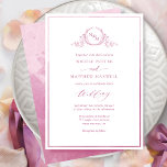 Mauve Pink Watercolor Elegante Monogram Wedding Einladung<br><div class="desc">Freuen Sie sich auf diese schöne Hochzeitseinladung mit exquisiten handgezeichneten botanischen Monogrammen und modernen handschriftlichen Kalligrafiedetails. Fähigkeit, "zusammen mit ihren Eltern" Einführung in "zusammen mit ihren Familien", "zusammen mit großer Freude" oder "zusammen mit großer Freude" zu ändern. Vorderseite mit zarten Lila-, Beeren- und Rosatönen, Aquarellrahmen. Zurück mit wunderschönem, vollfarbenem Wasser-Waschbecken...</div>