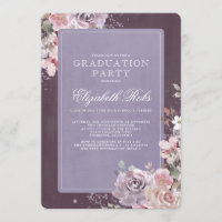 Mauve Plum Lilac Vintag Floral Graduation Party