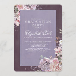Mauve Plum Lilac Vintag Floral Graduation Party Einladung