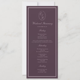 Mauve Plum Monogram Wedding Weekend Itinerary Einladung