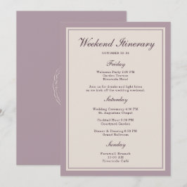 Mauve Plum Wedding Weekend Itinerary Card Einladung