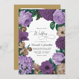 Mauve Quartz, Dusty Plum & Latte Beige Wedding Einladung