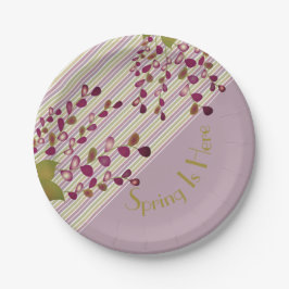 Mauve rosa und hellgrün mit Weiß Pappteller