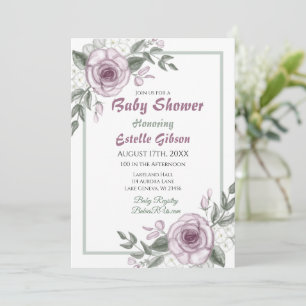 Mauve Rose Girl's Floral Baby Shower Einladung