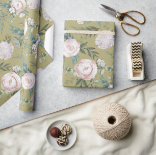 Mauve Rose Hydrangea Lotus Pod Wrapping Paper Geschenkpapier