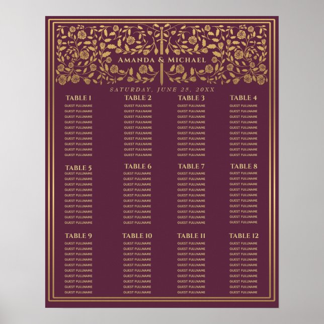 Mauve Royal Mittelalterliche Hochzeitsstift Poster (Vorne)